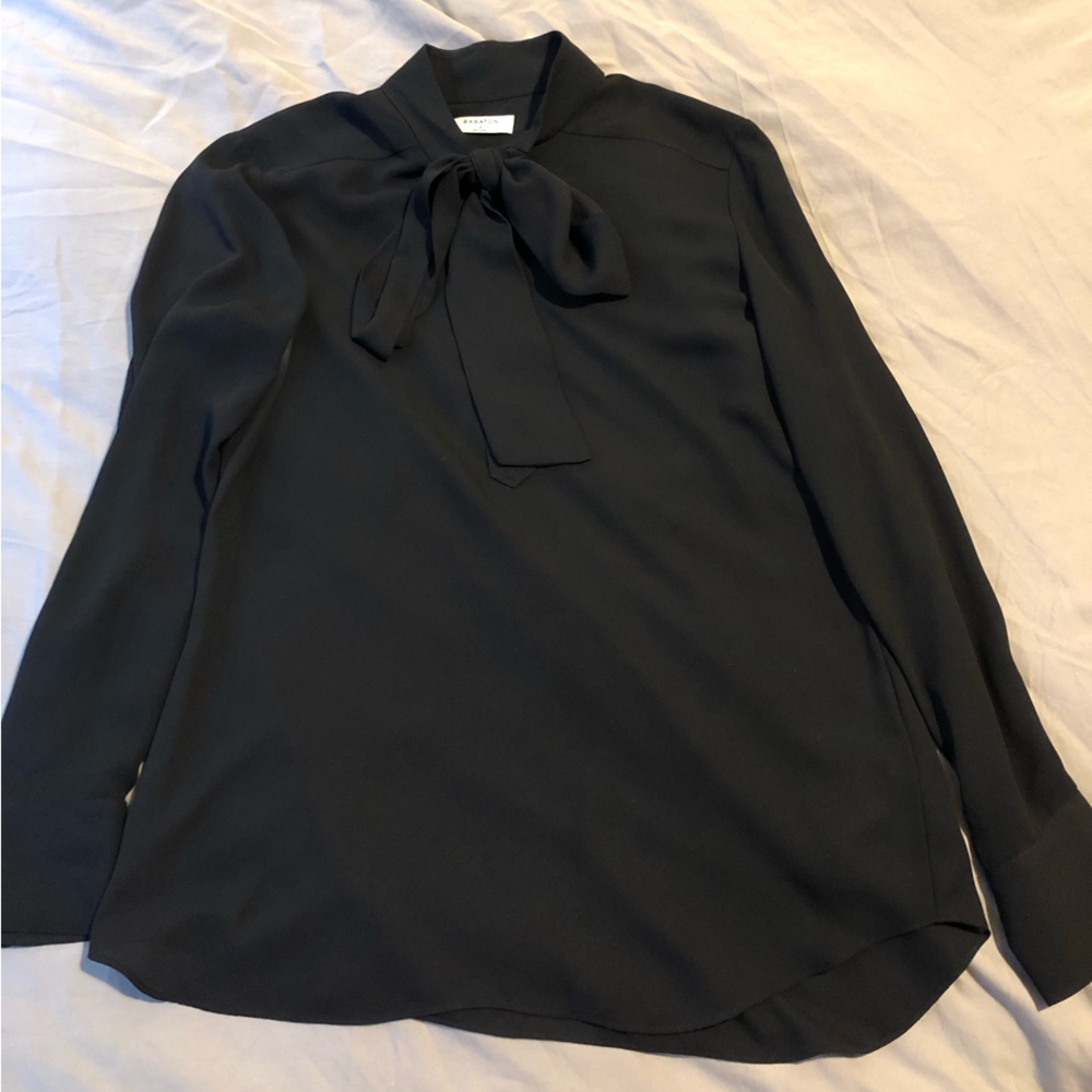 Babaton (Aritzia) - black tie neck blouse